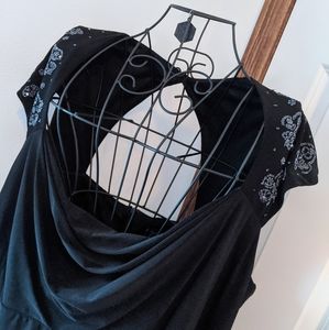 Black and silver beaded cocktail dress